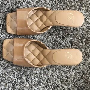 Quilted Slip-On Sandals in Nude - Delicious Brand